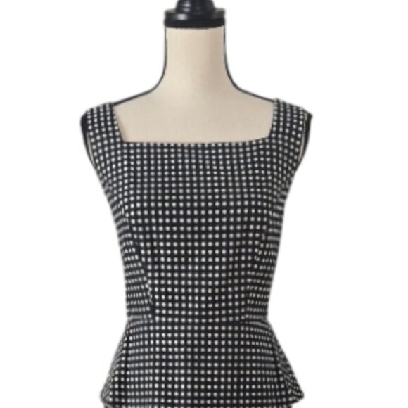 Anne Klein Black and White Polka Dot Peplum Dress Size 8 - Picture 8 of 10